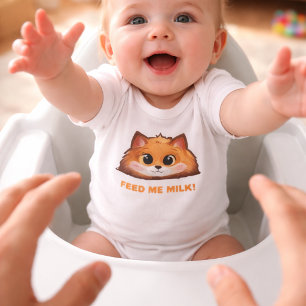 Body Combinaison bébé renard "NOURRISSEZ-MOI DE LAIT !"