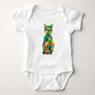 Body Combinaison de bébé de chat d'arc-en-ciel