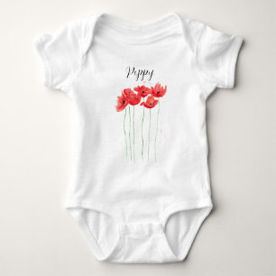 Body Coquelicots rouge aquarelle florale été