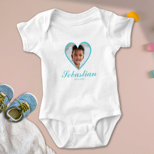 Body Couette Bleu Nom bébé Photo Bébé Bodysuit