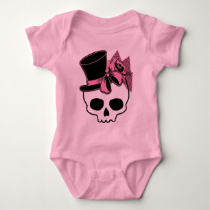 Body Crâne de fille avec Casquette et cou rose