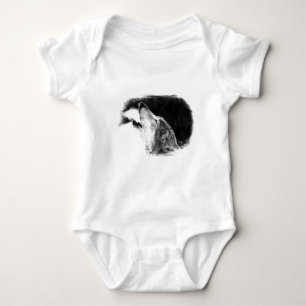 Body Croquis noir et blanc Loup gris