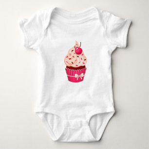 Body Cupcake rose avec arroses et cerise