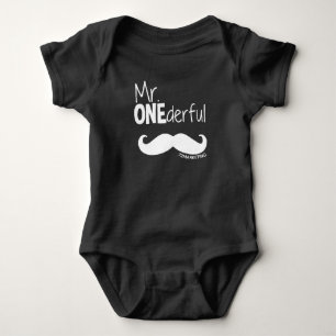 Body Custom 1st M. Onederful Bowtie Anniversaire Bébé