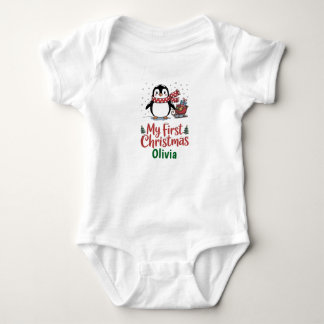 Body Custom Name Penguin First Christmas Design