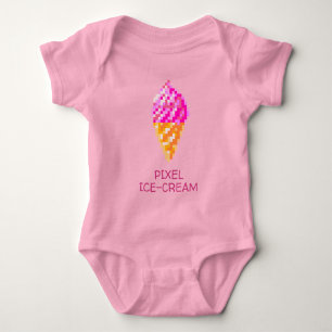 BODY CUTE 8 BITS PIXEL ART PINK CRÈME DE GLACE GEEK BÉB