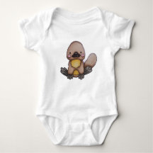 Cute baby platypus on baby romper or playsuit