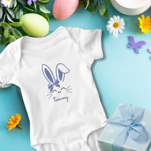 Body Cute Blue Bunny Ribbon Pâques garçon