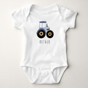 Body Cute Boys Blue Farm Tracteur avec nom