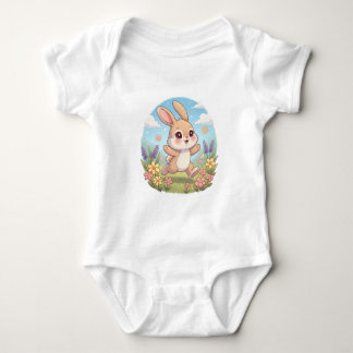 Body Cute Bunny Hopping in a Flower Field