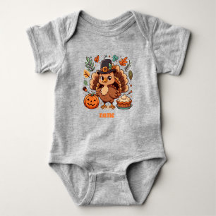Body Cute caricature Thanksgiving dinde et citrouille