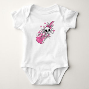 Body Cute crâne avec guitare rose