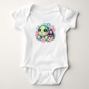 Body Cute Floral Bubbly Turtle Baby Bodysuit