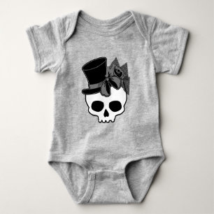 Body Cute Goth Crâne avec Rose de chapeau supérieur