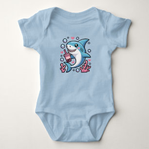 Body Cute Kawaii Bleu Requin Pink Bubble Thé