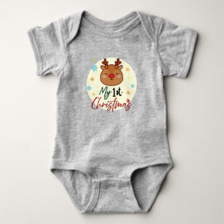 Body Cute My 1st Christmas Reindeer Baby Bodysuit