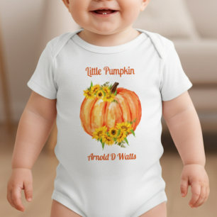 Body Cute Orange Citrouille Floral Blanc