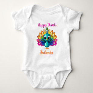 Body Cute Peacock, Diwali, avec texte personnalisé