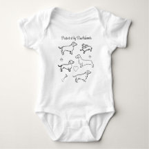 Dachshund Chiens Animaux Doodle Funny Noir et blan