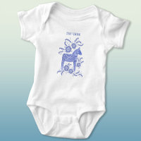Dala suédois Cheval bleu minuscule Viking Bodysuit
