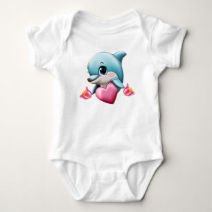 Body Dauphin de bébé mignon avec le coeur de Valentine