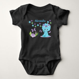 Body Dinosaure de bébé bleu floral personnalisé