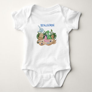 Body Dinosaures pour bébés tropicaux Nom personnalisé