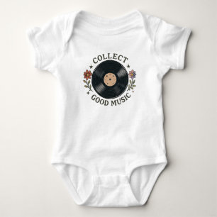 Body Disque Vinyle Rétro Fleur "Collect Good Music"