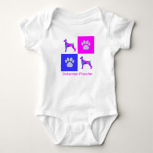 Body Doberman Pinscher Chien & Paw Pink et Blue
