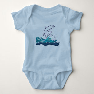 Body Dolphins dans les vagues Baby Jersey Bodysuit, Bla