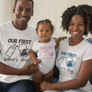 Body Drôle Rose "Notre première Fête des pères" Enfants