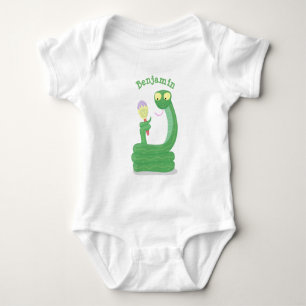 Body Drôle serpent vert avec caricature maraca