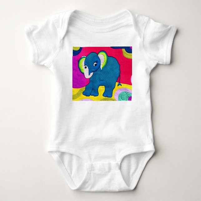 Body Eléphant Bébé Bleu Cute - Design Quilt (Devant)