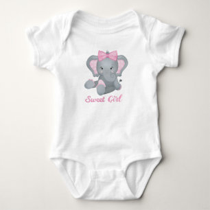 Body Éléphant bébé mignon avec un nœud rose