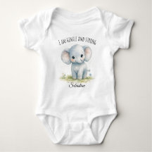 Éléphant Bleu Adorable "Je Suis Doux et Fort"