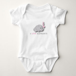 Body Eléphant de bébé rose et gris
