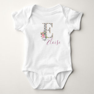 Body Eloise Nom Baby Outfit Lettre E Floral Girl