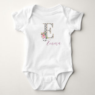 Body Emma Nom Baby Outfit Lettre E Romper Floral Girl