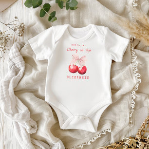 Body Ensemble bébé rose avec nœud et cerise mignonne