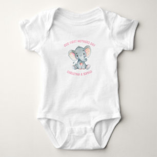 Body Fête des mères Bébé Fille Eléphant rose