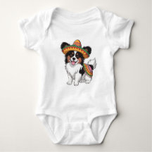 Fiesta Papillon Chien portant Sombrero et Sarape