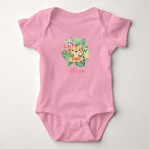 Body Filles Cute Tigre Personnalisé en Fleurs Tropicale