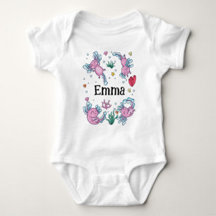 Body Filles mignonnes et moderne rose Axolotl et nom En