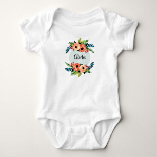 Body Filles mignonnes Florales Fleurs et nom