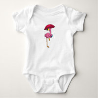 Flamant rose à la pluie avec parapluie