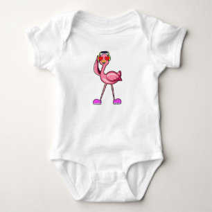 Body Flamant rose avec casque & Coeurs