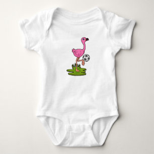Body Flamant rose footballeur avec ballon de foot