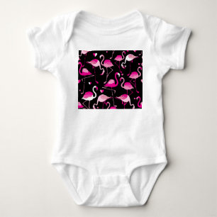 Body flamants roses, motif sans soudure foncée.