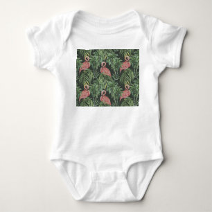 Body Flamants roses, motif vintage tropical.