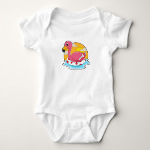 Body Flamingo at Swimming with Lifebuoy